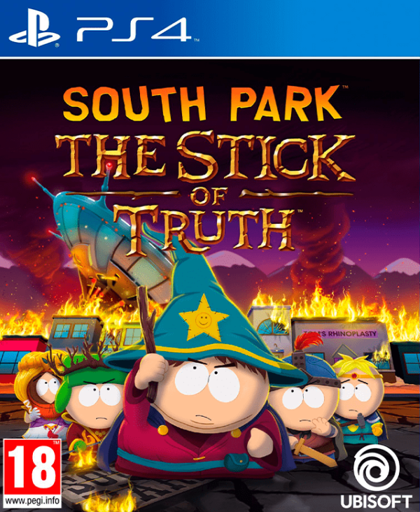 Portada de South Park: The Stick of Truth con los personajes principales en un fondo medieval.