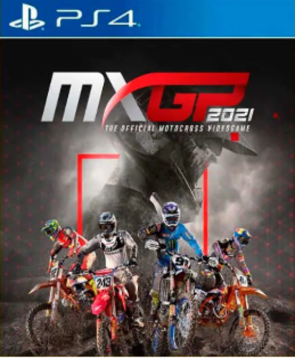 Captura de pantalla de MXGP 2021 - The Official Motocross Videogame mostrando una intensa carrera de motocross en un circuito fangoso.