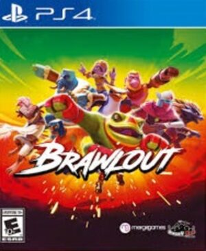 Portada de Brawlout para PS4, mostrando a varios personajes en plena batalla.
