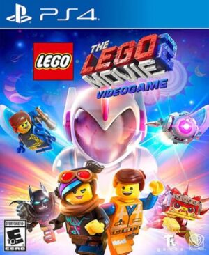 Portada de The LEGO Movie 2 Videogame para PS4 mostrando a Emmet y sus amigos en una aventura intergaláctica.