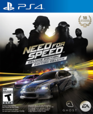 Carátula de Need for Speed™ Edición Deluxe para PlayStation 4 mostrando un auto deportivo en una carrera nocturna.