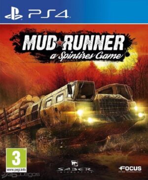 Captura de pantalla de MudRunner mostrando un camión atravesando un terreno fangoso en PS4