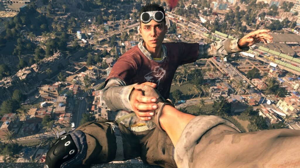 Dying Light The Following Enhanced Edition con zombis y supervivientes en un mundo posapocalíptico.