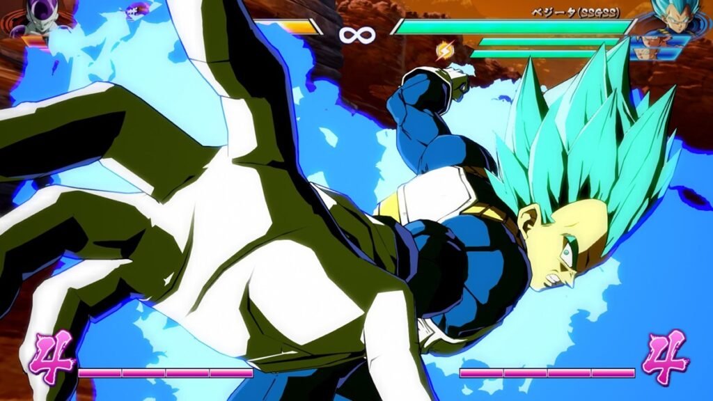 Dragon Ball FighterZ PS5 con Goku y Vegeta en combates de lucha anime.