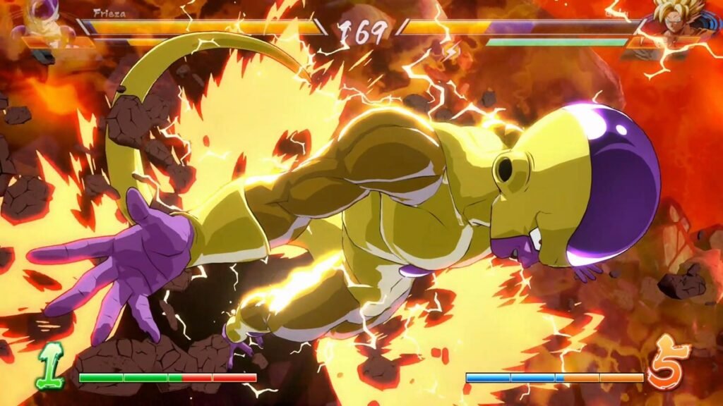 Gameplay de Dragon Ball FighterZ con gráficos estilo anime para PlayStation.