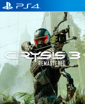 Portada de Crysis 3 Remastered para PS4, mostrando al soldado Prophet con el Nanosuit y el arco Predator en una Nueva York cubierta de vegetación