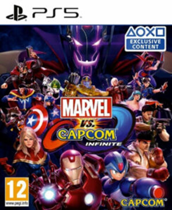 Marvel vs. Capcom Infinite para PS5, mostrando a los luchadores de Marvel y Capcom listos para la batalla.