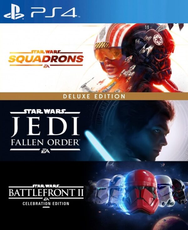 Portada del EA STAR WARS™ Triple Bundle para PS4 y PS5, una colección épica de tres juegos de Star Wars