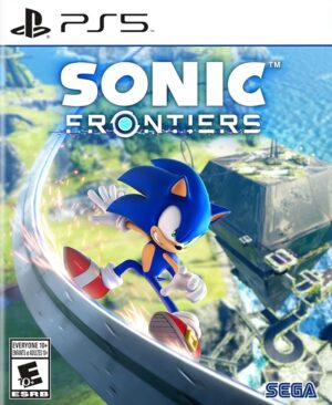 Portada del juego Sonic Frontiers para PlayStation 5, mostrando a Sonic corriendo en un vasto paisaje.