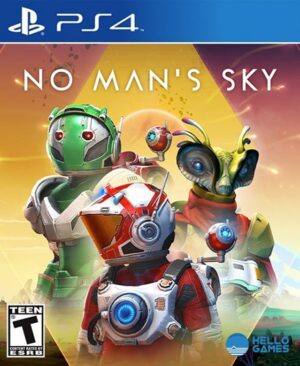 Portada de No Man's Sky para PS4 y PS5 mostrando una nave espacial explorando un planeta alienígena.