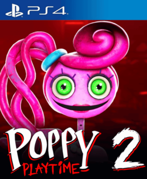 Portada de Poppy Playtime: Capítulo 2 para PS4 y PS5 mostrando a Mommy Long Legs acechando en la fábrica de juguetes.