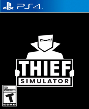 Portada de Thief Simulator para PS4 mostrando un ladrón en acción en un vecindario.