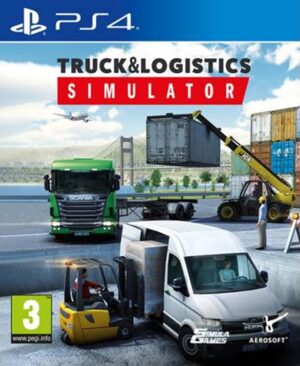 Portada de Truck and Logistics Simulator para PS4 y PS5 mostrando diversos vehículos de transporte en acción