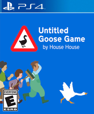 Portada de Untitled Goose Game para PS4 y PS5 mostrando al ganso sosteniendo una llave en su pico