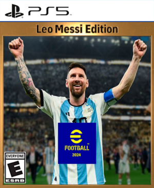 Messi en portada oficial de eFootball 2025 para PS5 con fondo de estadio iluminado