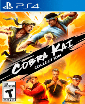 Carátula de Cobra Kai Collection, videojuego de lucha beat 'em up con Johnny Lawrence y Daniel LaRusso.