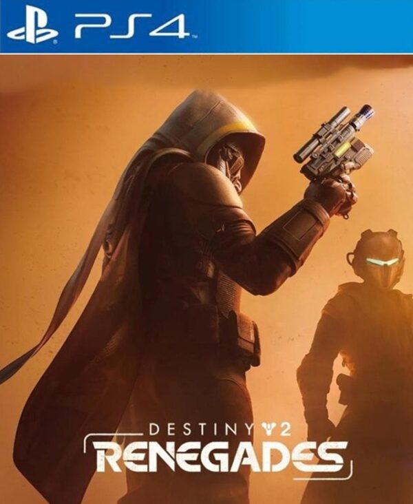 Carátula de Destiny 2 Los Renegados con el Guardián y Cayde-6, expansión FPS de acción para PS4.