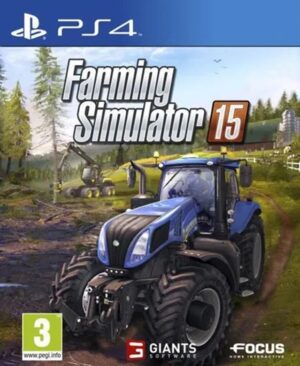 Cosechadora de New Holland en acción en el juego Farming Simulator 15 PS4 en modo día.
