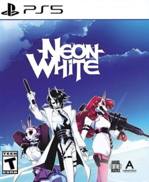 Arte del juego con el protagonista, Neon White, y los otros Neons con la estética anime.